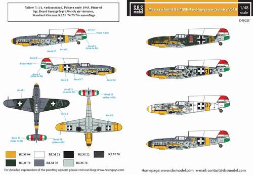 SBS Model SBSD4825D 1:48 Messerschmitt Bf-109F-4 in Hungarian Service VOL.II