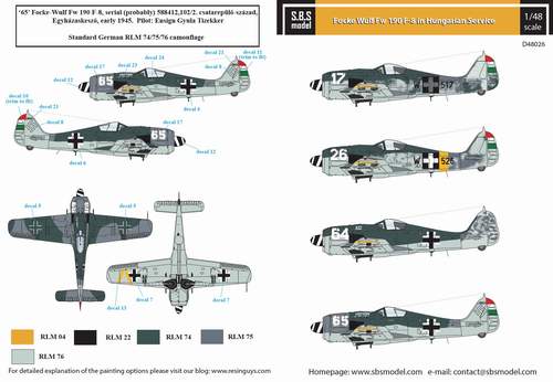 SBS Model SBSD4826D 1:48 Focke-Wulf Fw-190F-8 Hungarian Air Force WWII