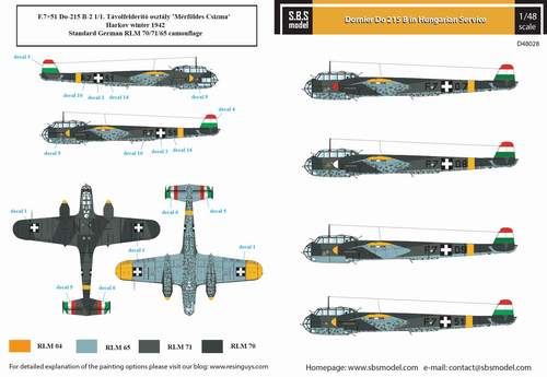 SBS Model SBSD4828D 1:48 Dornier Do-215B-2/Do-215B-4 in Hungarian Service
