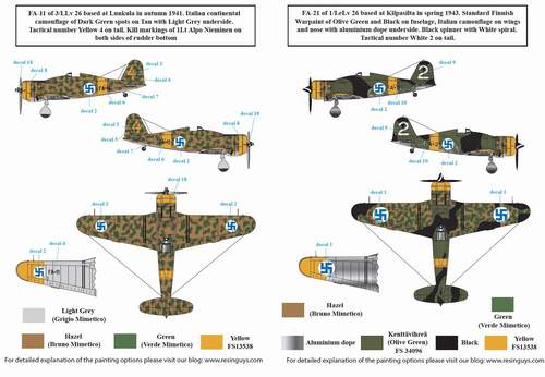 SBS Model SBSD4832D 1:48 Fiat G.50 Finnish Service decal sheet