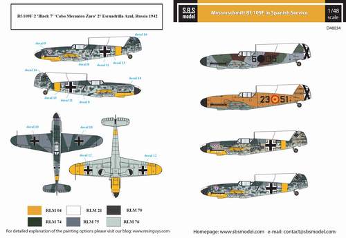 SBS Model SBSD4834D 1:48 Messerschmitt Bf-109F in Spanish Service
