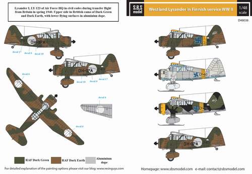 SBS Model SBSD4838D 1:48 Westland Lysander in Finnish Service WWII [Mk.III]
