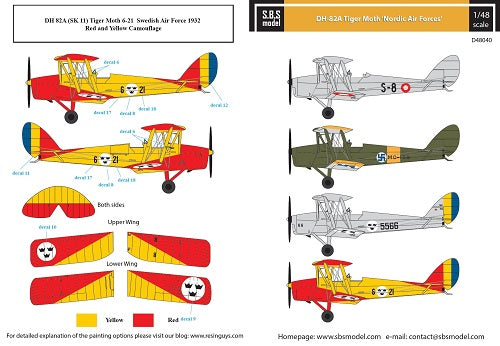 SBS Model SBSD4840D 1:48 DH.82a Nordic Air Forces Decals