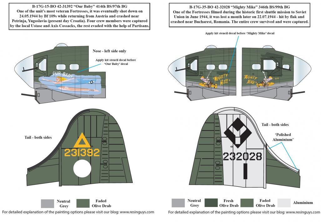 SBS Model SBSD4843D 1:48 B-17G Mediterranean Forts Decals