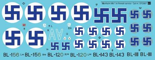 SBS Model SBSD7207D 1:72 Bristol Blenheim Mk.I
