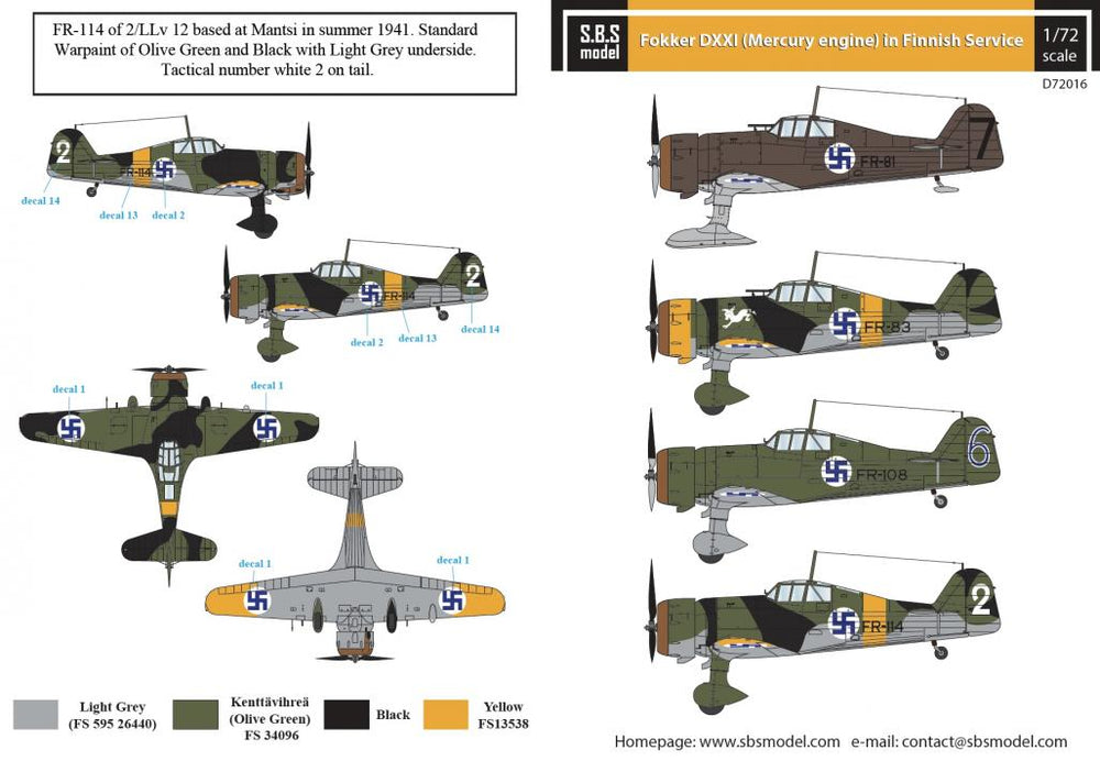 SBS Model SBSD7216D 1:72 Fokker D.XXI