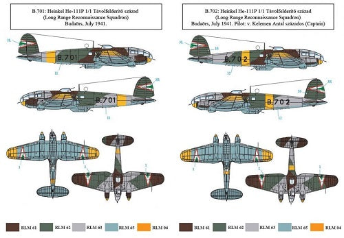 SBS Model SBSD7223D 1:72 Heinkel He-111P-2 Hungarian Air Force WWII