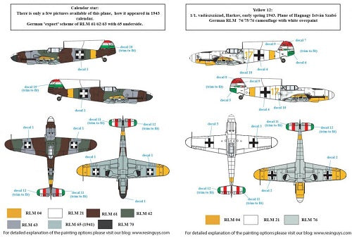SBS Model SBSD7224D 1:72 Messerschmitt Bf-109F-4 Hungarian Air Force WWII VOL.I