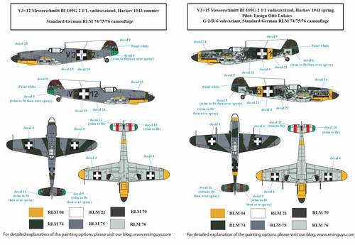 SBS Model SBSD7227D 1:72 Messerschmitt Bf-109G-2, Bf-109G-4 in Hungarian Service