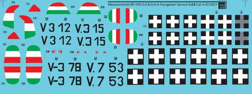 SBS Model SBSD7227D 1:72 Messerschmitt Bf-109G-2, Bf-109G-4 in Hungarian Service