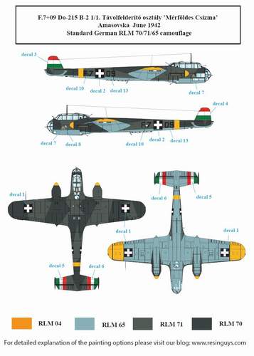 SBS Model SBSD7228D 1:72 Dornier Do-215B-2/Do-215B-4 in Hungarian Service