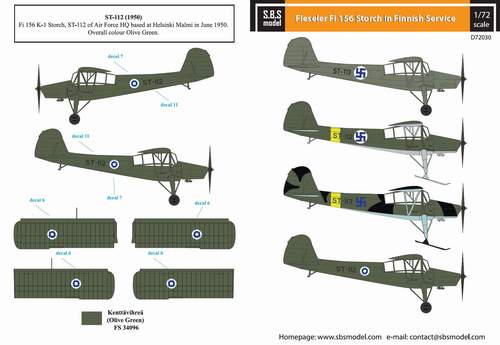 SBS Model SBSD7230D 1:72 Fieseler Fi-156C 'Storch' in Finnish Service
