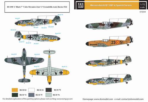 SBS Model SBSD7234D 1:72 Messerschmitt Bf-109F in Spanish Service