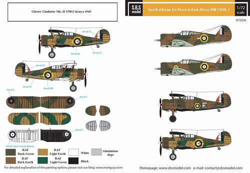 SBS Model SBSD7236D 1:72 South African Air Force in East Africa WWII VOL.I