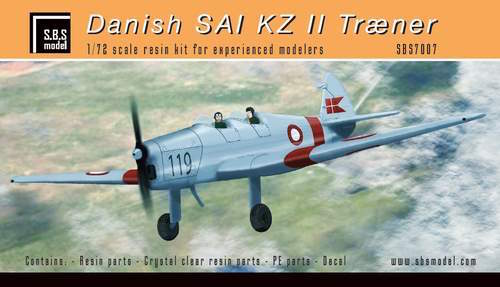 SBS Model SBSK7007 1:72 Danish SAI KZ-II Trner full kit