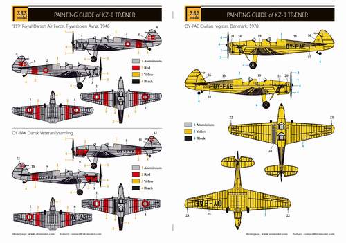 SBS Model SBSK7007 1:72 Danish SAI KZ-II Trner full kit