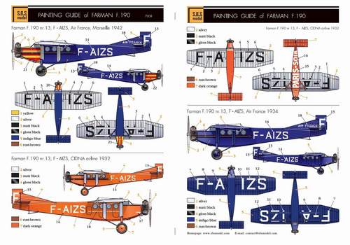 SBS Model SBSK7008 1:72 Farman F.190 'Air France' full kit
