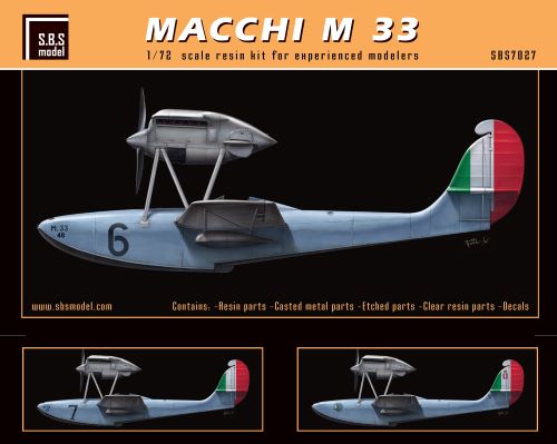 SBS Model SBSK7027 1:72 Macchi M.33 Resin+PE+decal
