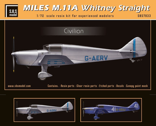 SBS Model SBSK7033 1:72 Miles M.11A Whitney Straight 'Civilian' G-AERV