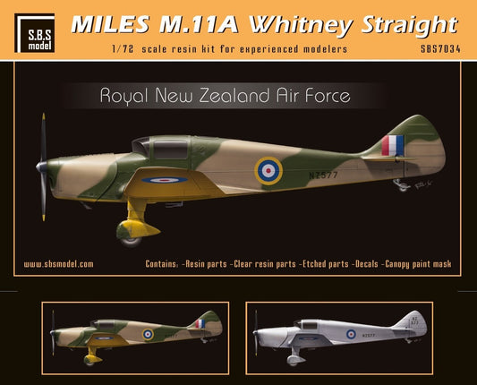 SBS Model SBSK7034 1:72 Miles M.11A Whitney Straight Royal New Zealand Air Force