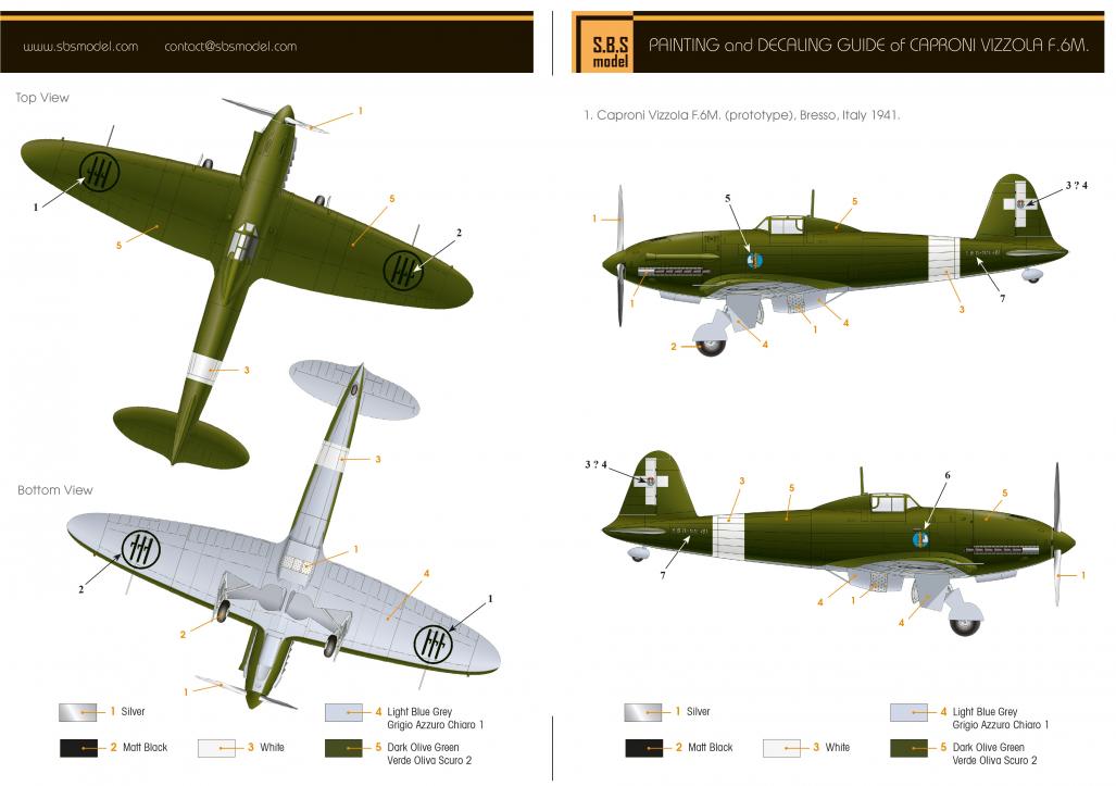 SBS Model SBSK7036 1:72 Caproni-Vizzola F.6M Material:resin/metal/mask