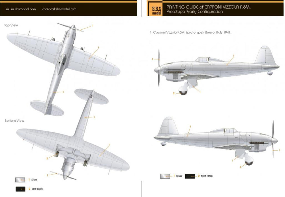 SBS Model SBSK7037 1:72 Caproni-Vizzola F.6M Prototype Early