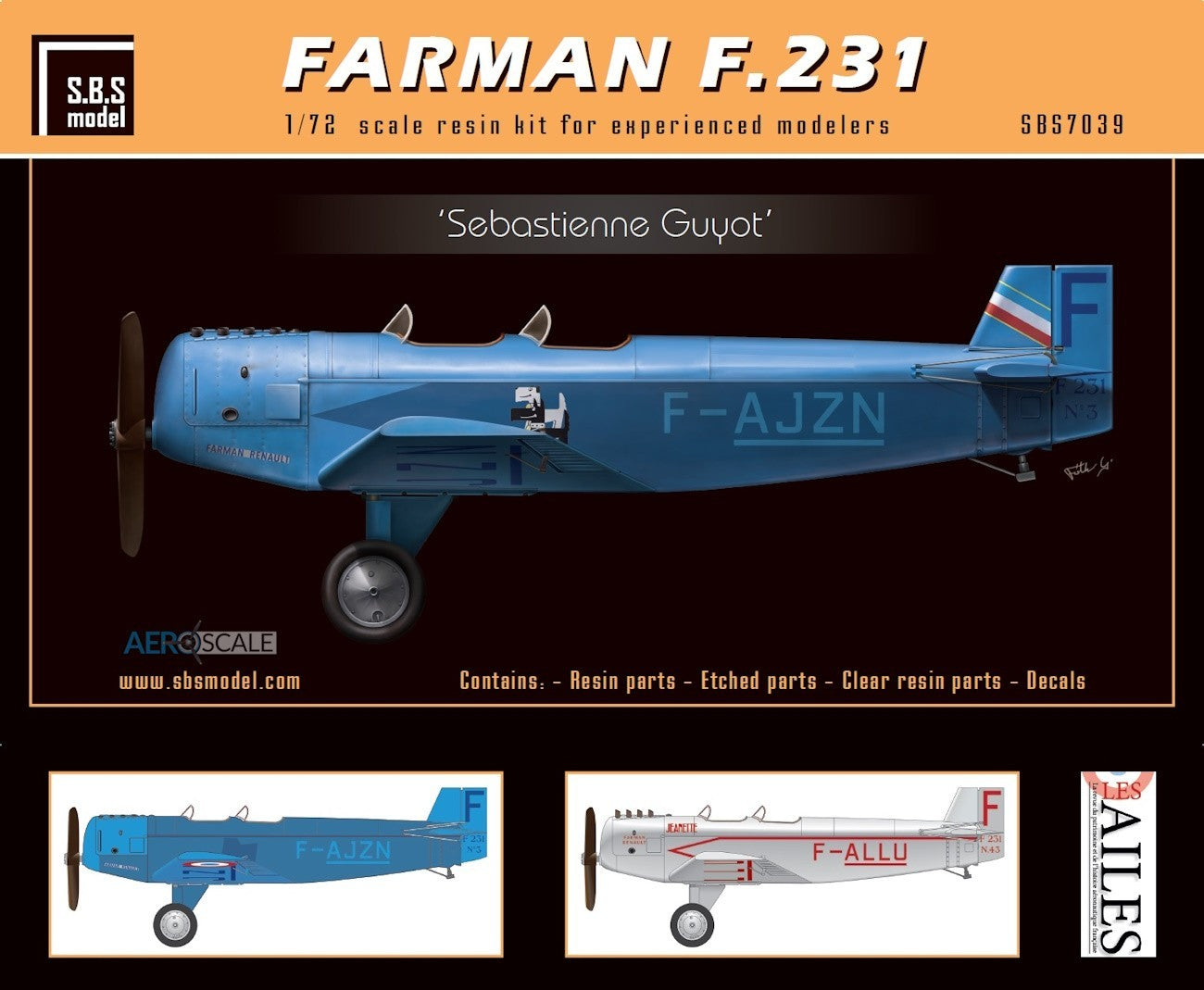 SBS Model SBSK7039 1:72 Farman F.231 'Sebastienne Guyot' full resin kit