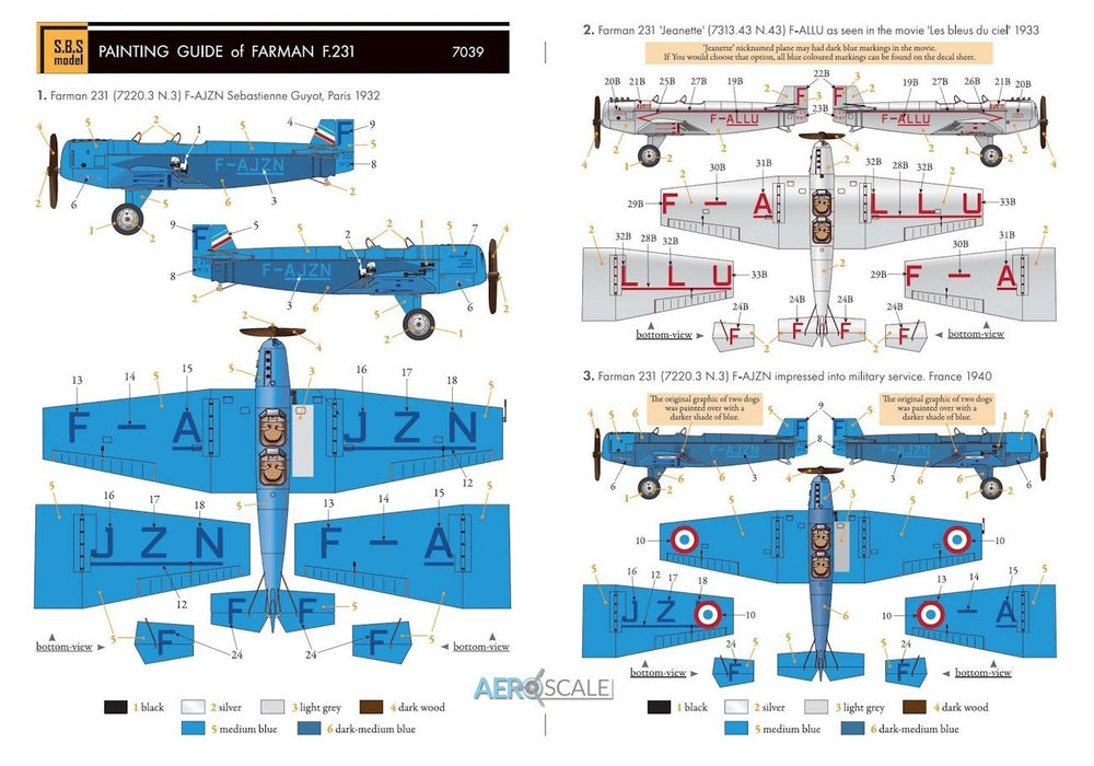 SBS Model SBSK7039 1:72 Farman F.231 'Sebastienne Guyot' full resin kit