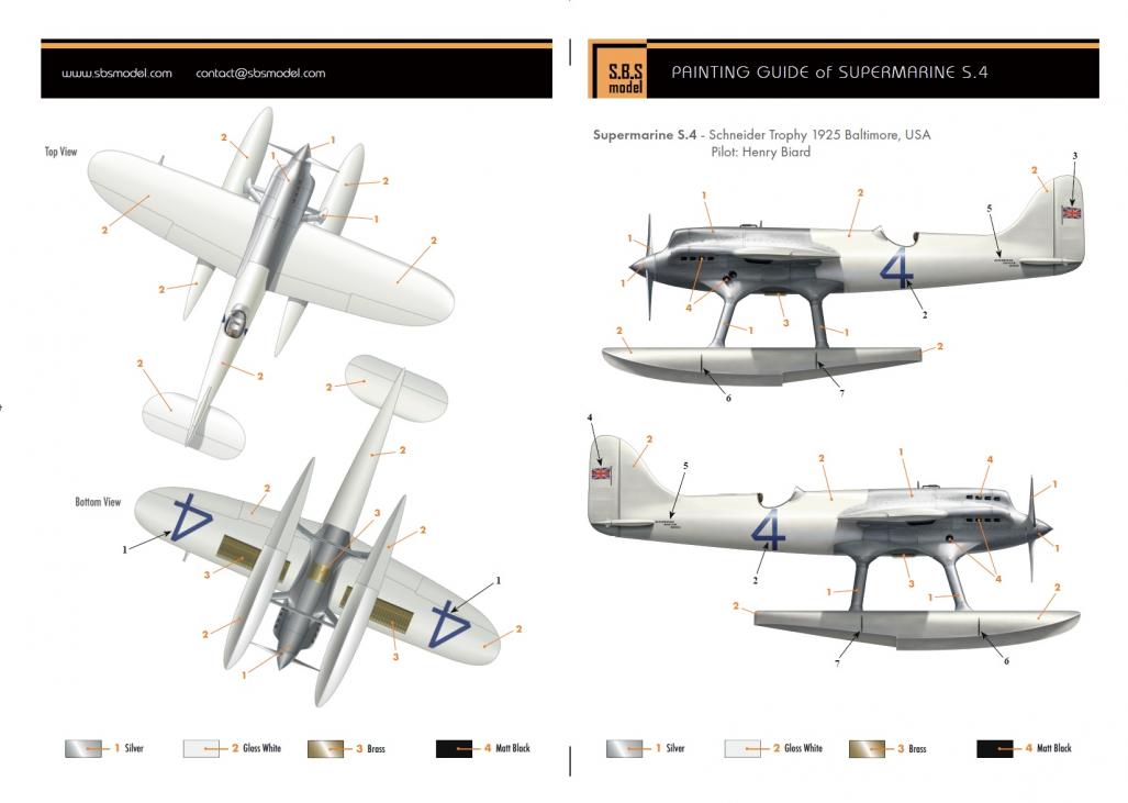 SBS Model SBSK7041 1:72 S.4 float plane Schneider Trophy