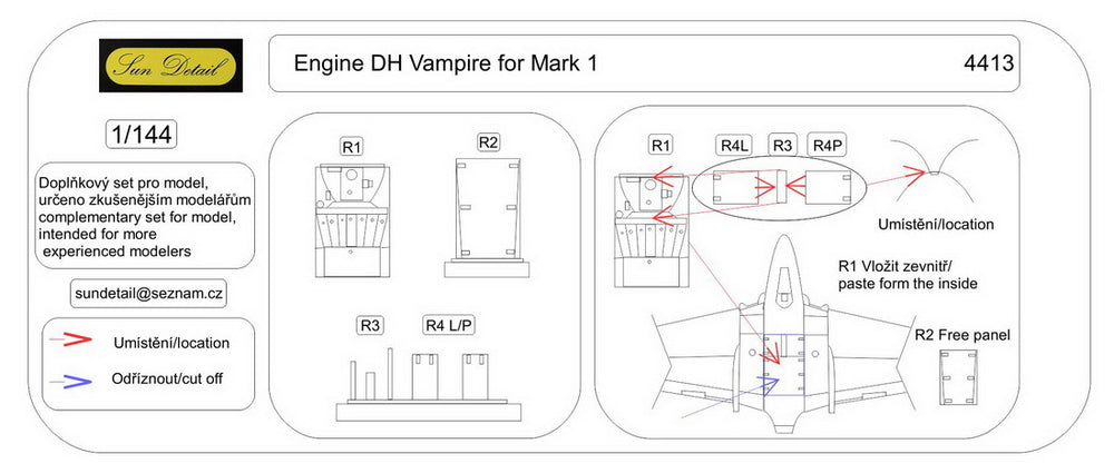 Sun Details SD-R4414 1:144 Vampire FB.5/51/52/6/J 28B Engine