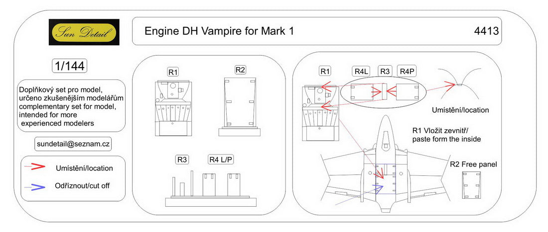Sun Details SD-R4414 1:144 Vampire FB.5/51/52/6/J 28B Engine