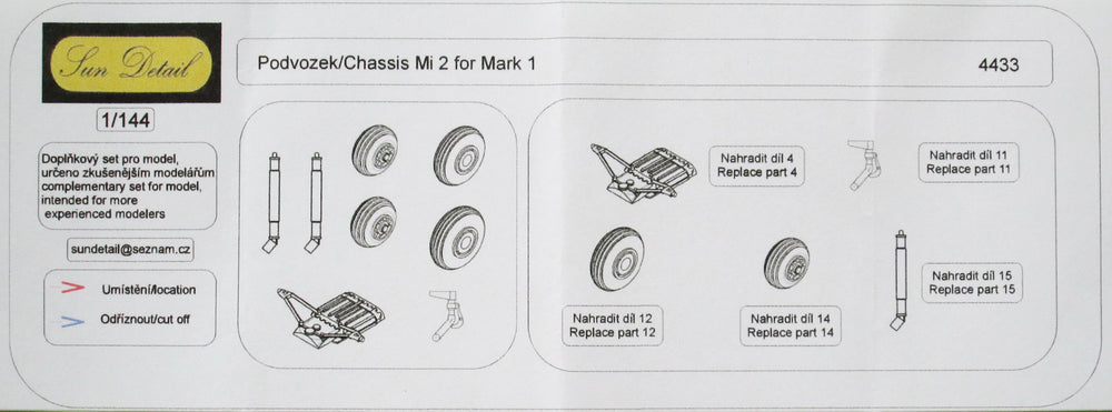 Sun Details SD-R4433 1:144 MiL Mi-2 undercarriage & wheels
