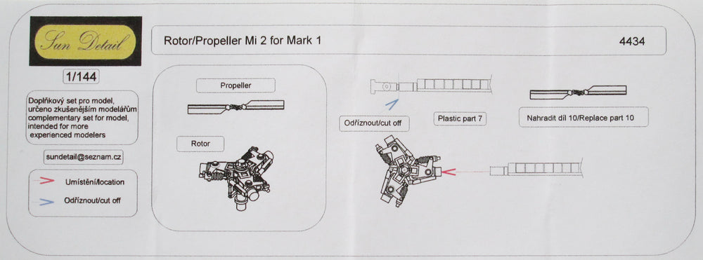Sun Details SD-R4434 1:144 MiL Mi-2 main rotor head & tail roto