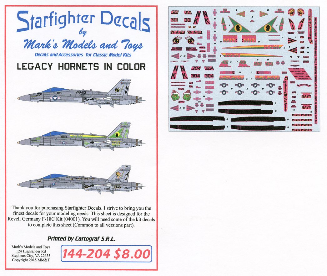 Starfighter Decals SFD44204 1:144 Legacy Hornets
