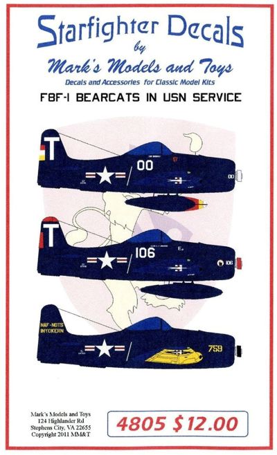 Starfighter Decals SFD48005 1:48 Grumman F8F-1 Bearcats in USN service
