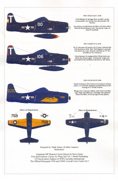 Starfighter Decals SFD48005 1:48 Grumman F8F-1 Bearcats in USN service