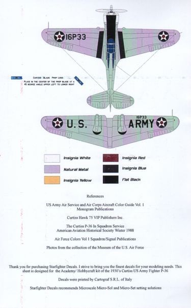 Starfighter Decals SFD48006 1:48 16th Pursuit Group Curtiss P-36 Hawks