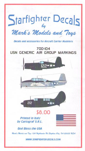 Starfighter Decals SFD700104 1:700 USN Generic Air Group Markings 1945