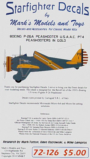 Starfighter Decals SFD72126 1:72 Boeing P-26A/P-26C Peashooters in gold Part 4