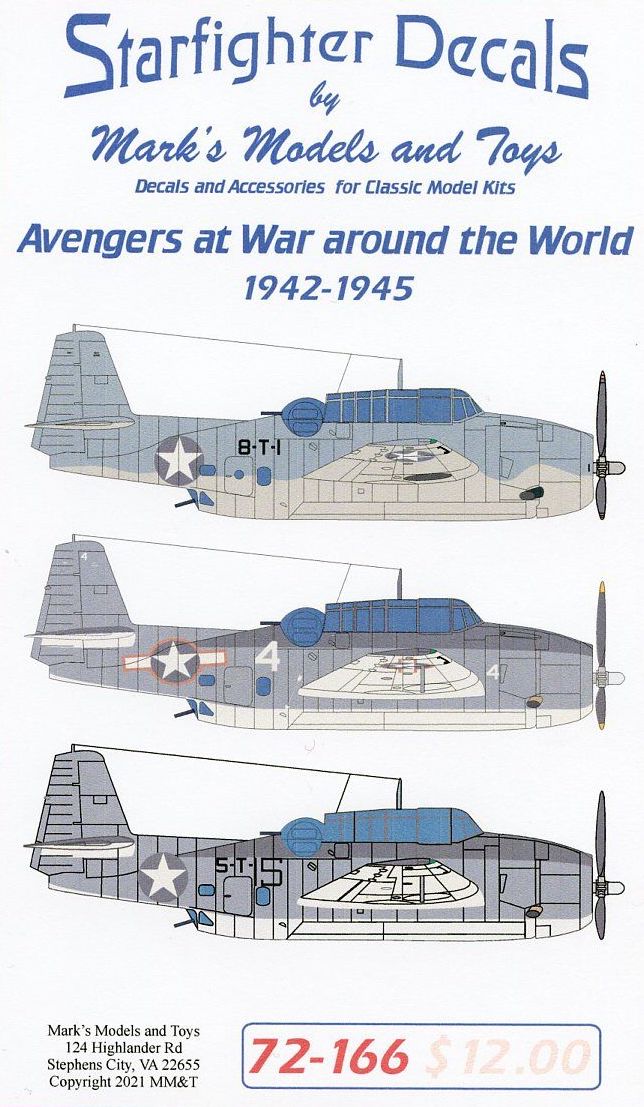 Starfighter SFD72166 Grumman TBF-1 Avengers 1:72 Decals