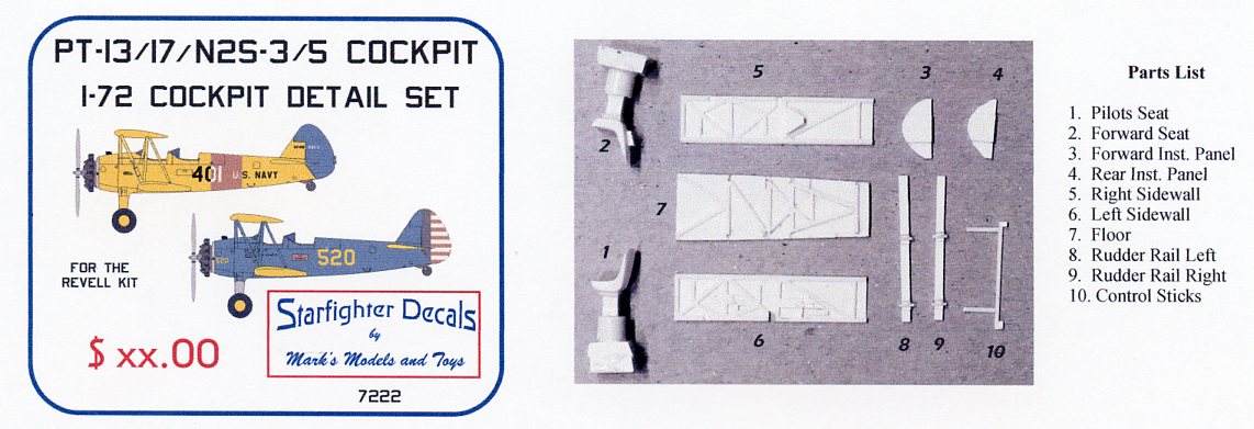 Starfighter SFDR7222 1:72 PT-13/PT-17/N2S Stearman Cockpit Set