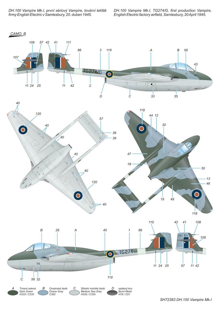 Special Hobby SH72383 1:72 de Havilland Vampire Mk.1 'RAF, RAAF & Armee de l'Air