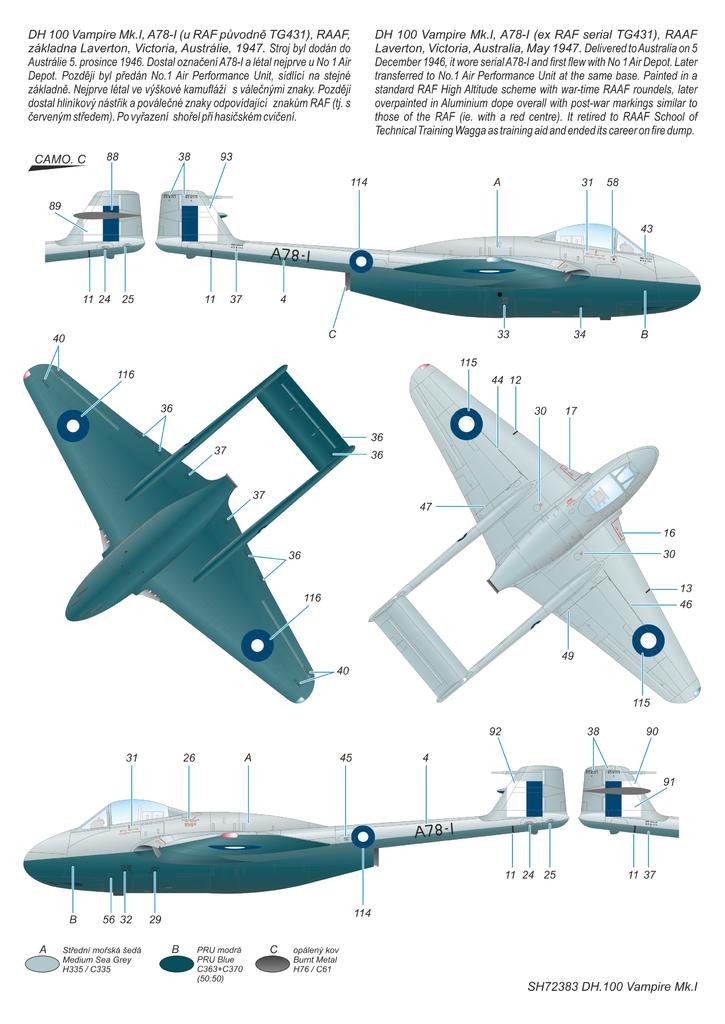 Special Hobby SH72383 1:72 de Havilland Vampire Mk.1 'RAF, RAAF & Armee de l'Air