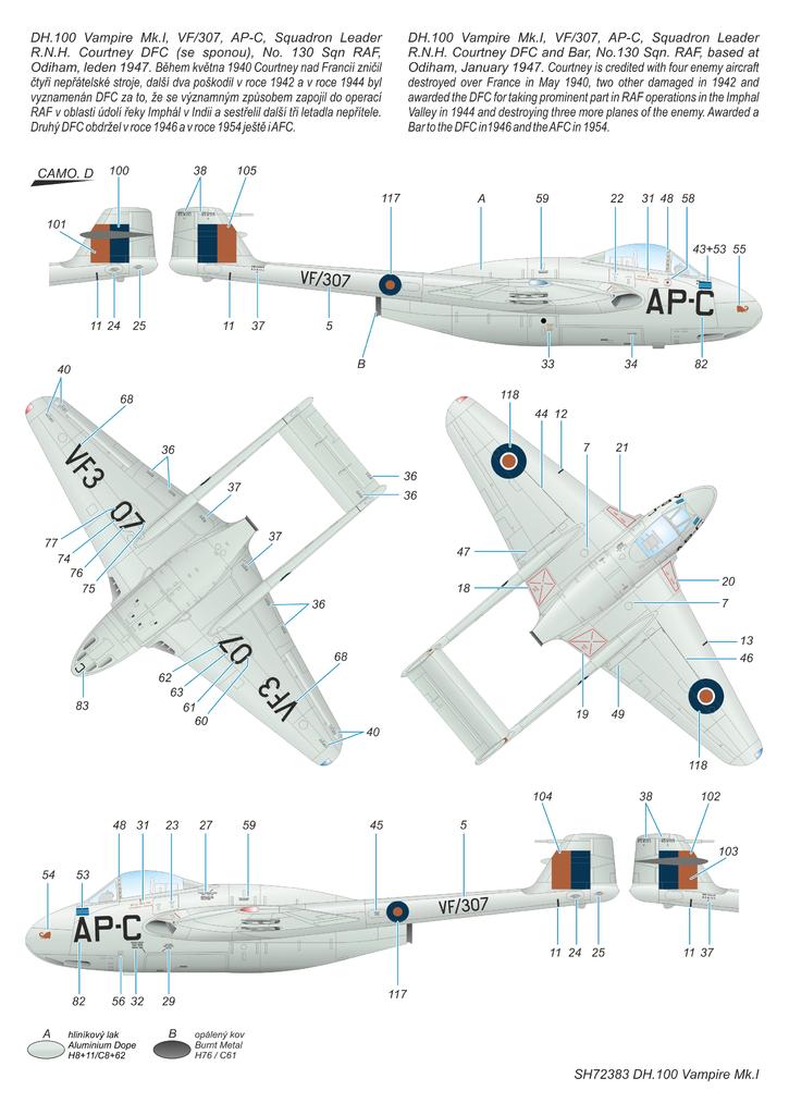 Special Hobby SH72383 1:72 de Havilland Vampire Mk.1 'RAF, RAAF & Armee de l'Air
