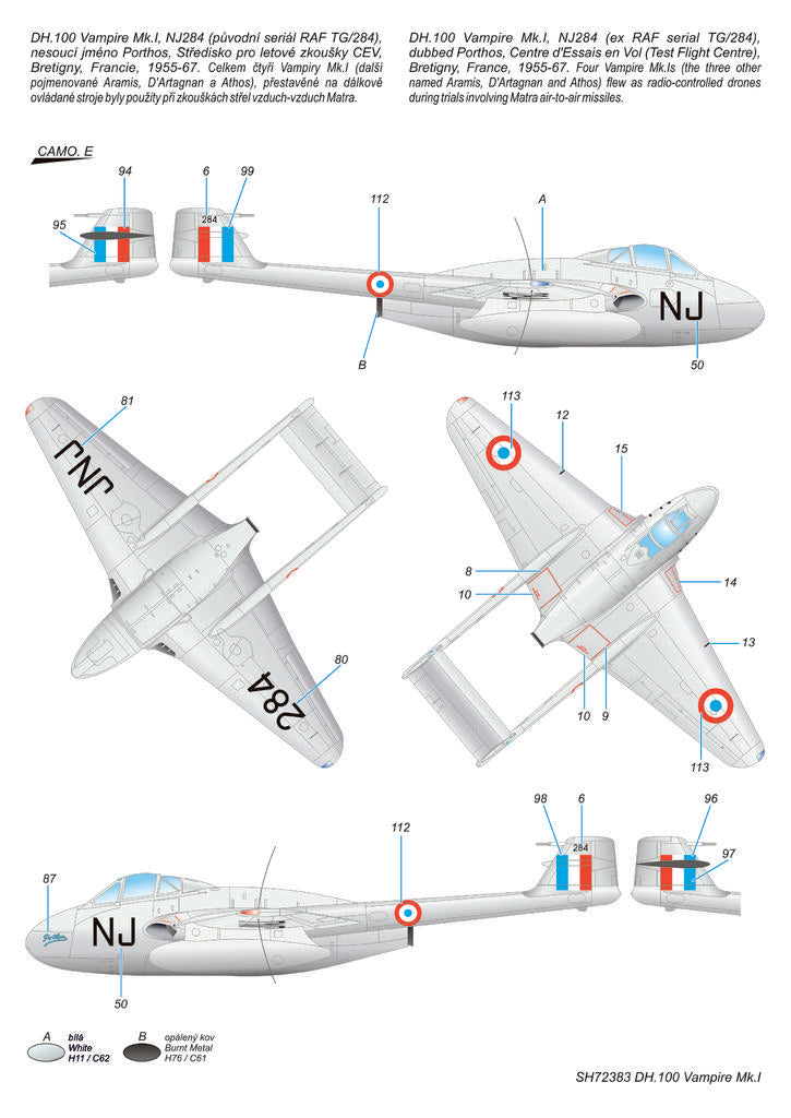 Special Hobby SH72383 1:72 de Havilland Vampire Mk.1 'RAF, RAAF & Armee de l'Air