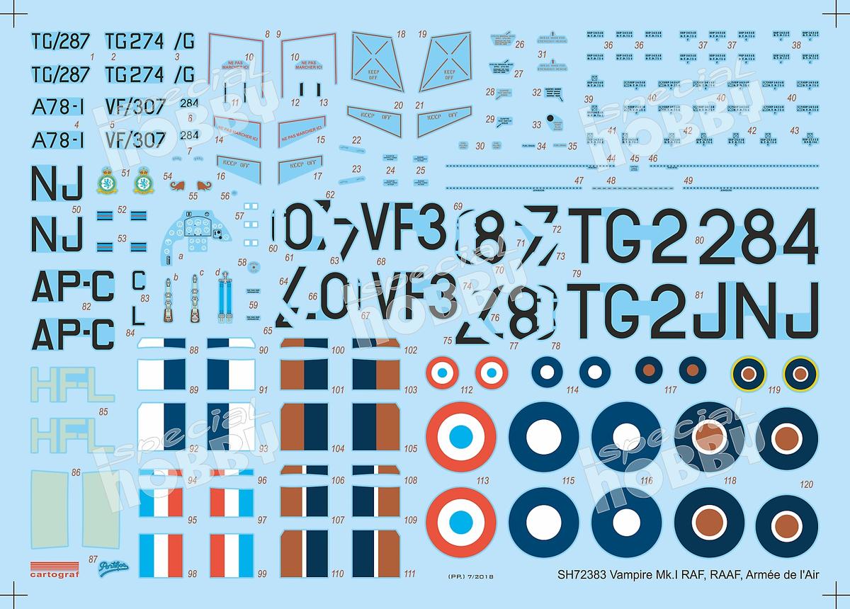 Special Hobby SH72383 1:72 de Havilland Vampire Mk.1 'RAF, RAAF & Armee de l'Air