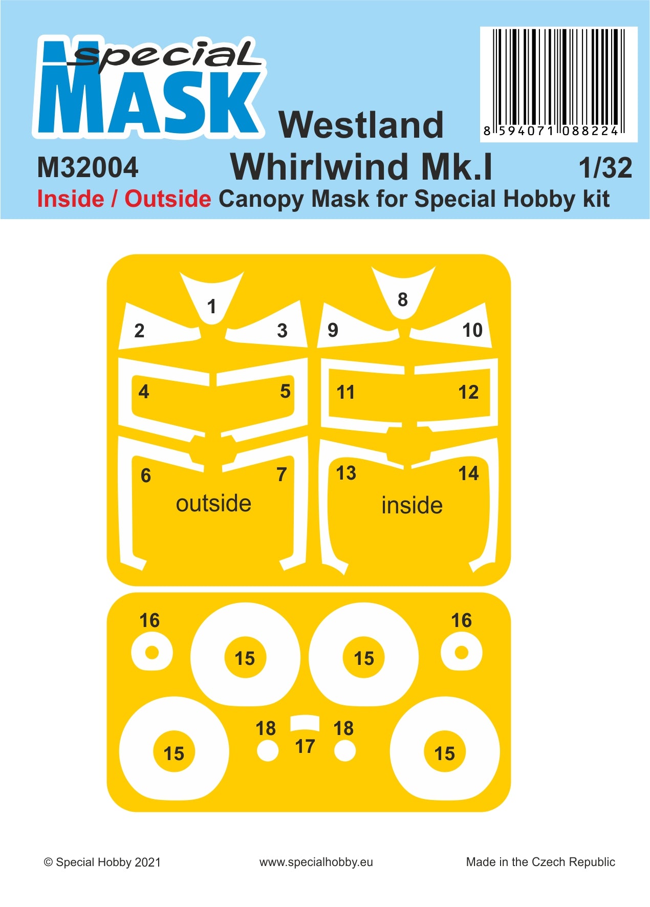 Special Hobby SHM32004 1:32 Westland Whirlwind Mk.I Inside/Outside MASK