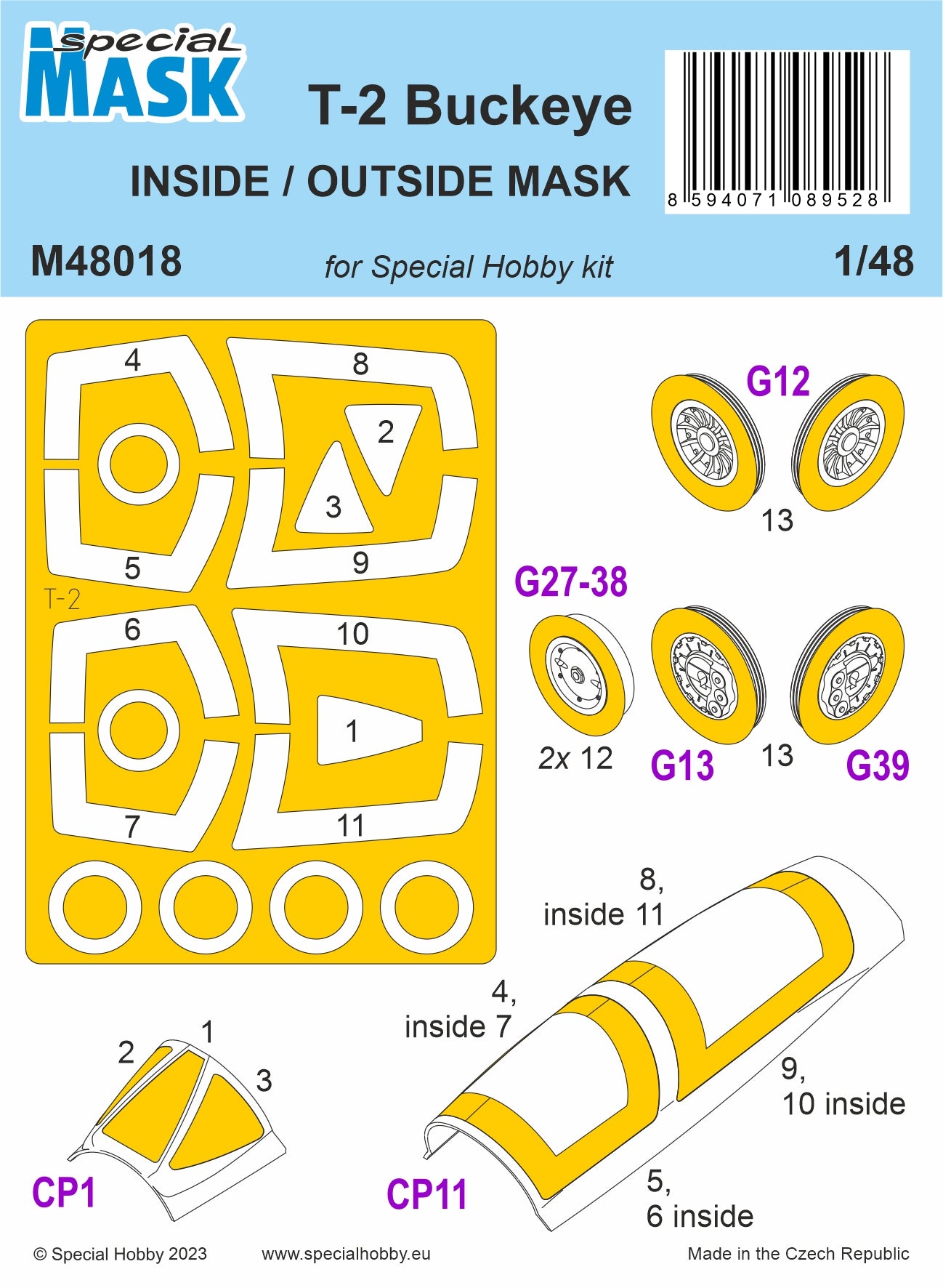 Special Hobby SHM48018 T-2 Buckeye Wheels/Canopy Mask 1:48
