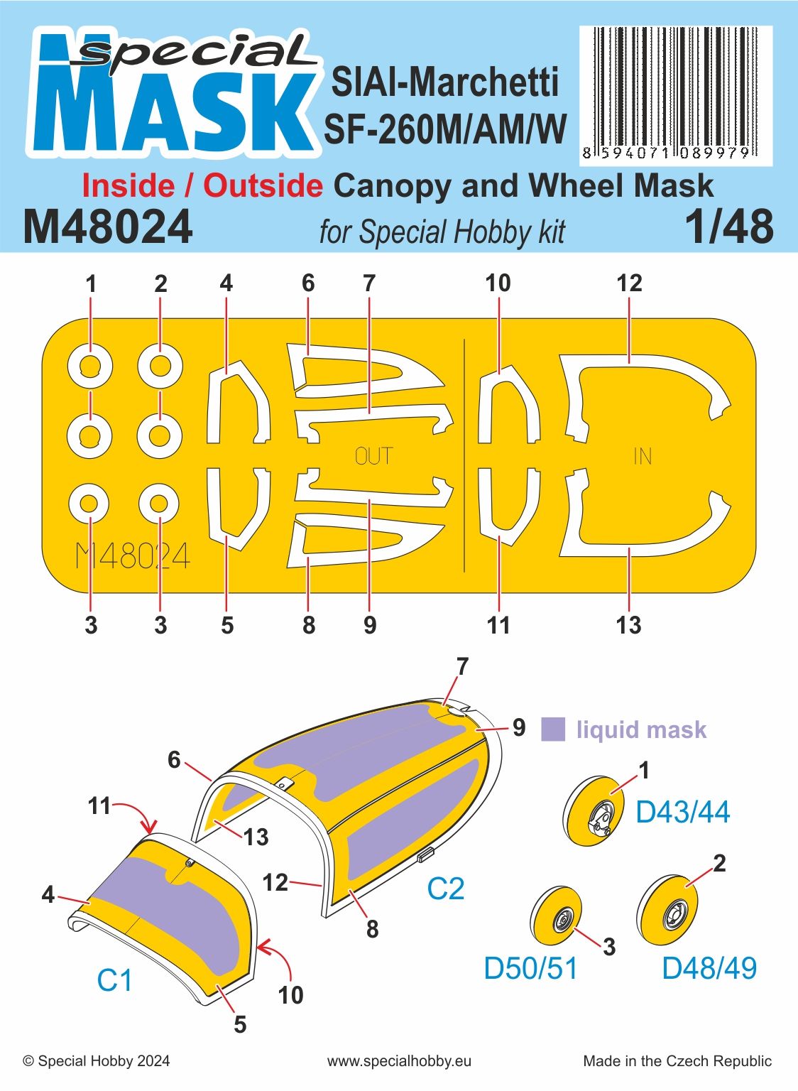 Special Hobby SHM48024 1:48 SIAI-Marchetti SF-260M/AM/W INSIDE/OUTSIDE MASK