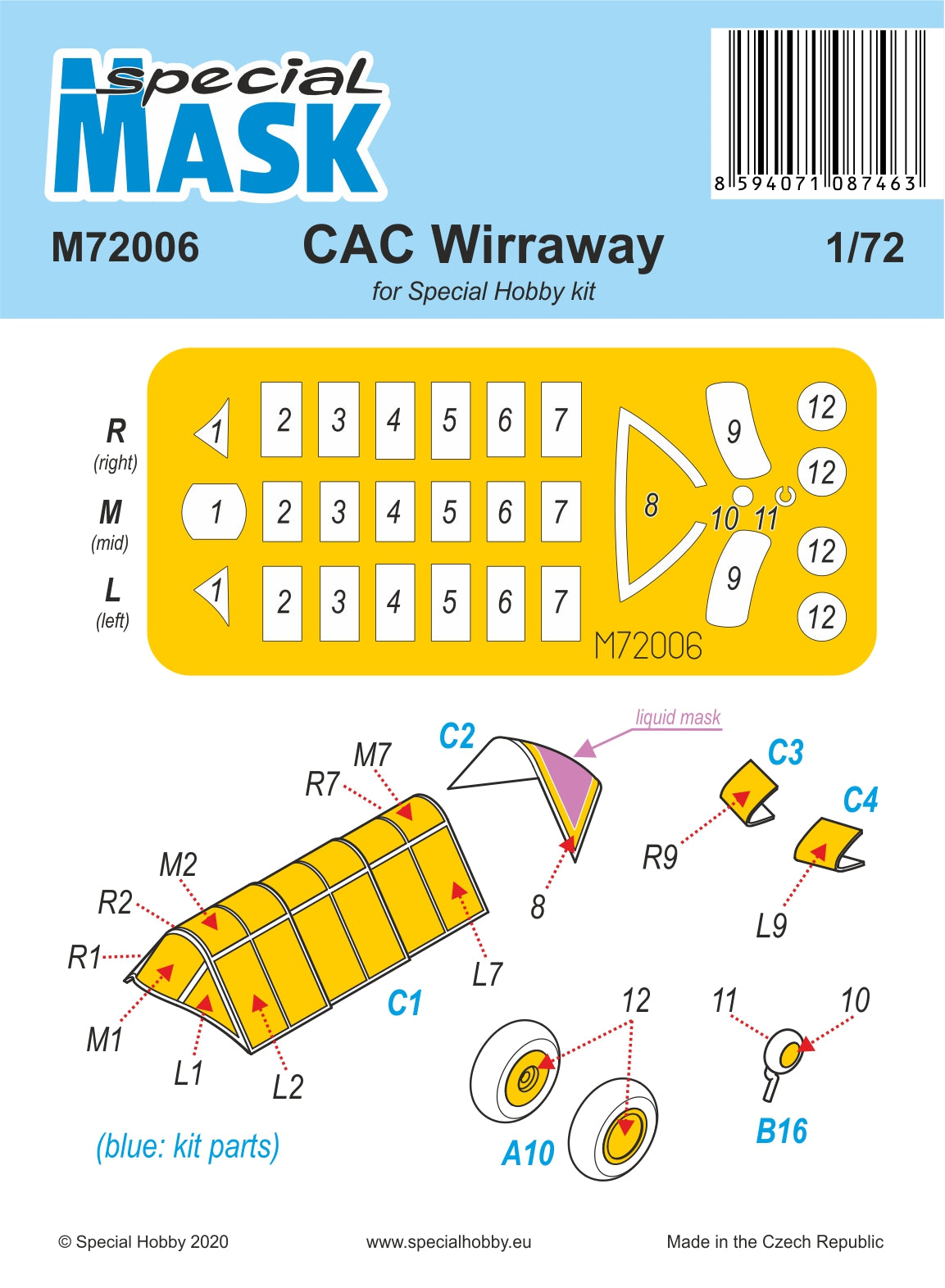 Special Hobby SHM72006 CAC CA-9 Wirraway Paint Mask 1:72